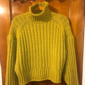Electric Yellow Knit H&M Mock neck sweater NWOT